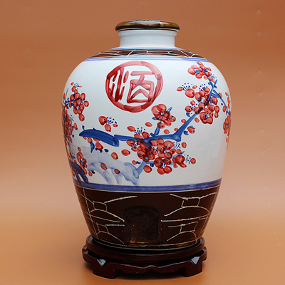 景德鎮20斤陶瓷酒壇子手繪梅花