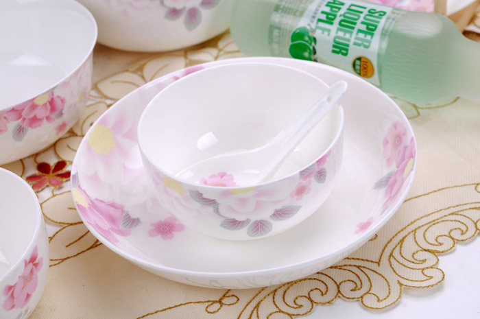 景德鎮陶瓷21頭骨瓷餐具套裝濱?；ㄩ_