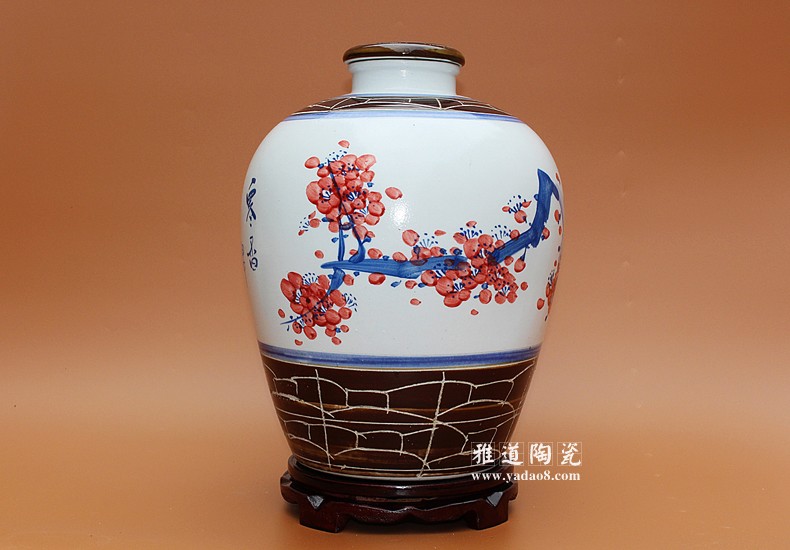 景德鎮20斤陶瓷酒壇子手繪梅花