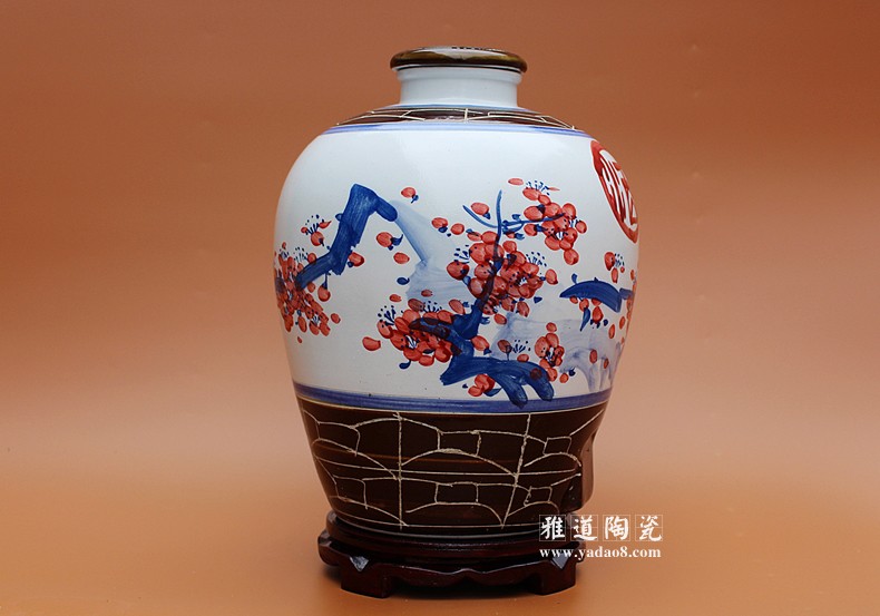 景德鎮20斤陶瓷酒壇子手繪梅花