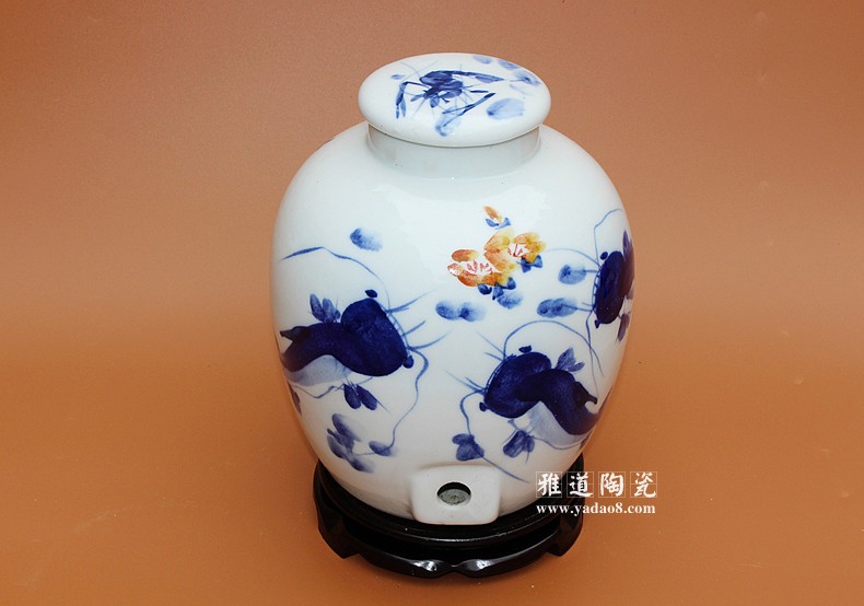 景德鎮30斤陶瓷酒壇子手繪年年有余