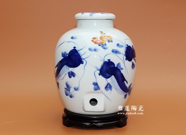景德鎮30斤陶瓷酒壇子手繪年年有余