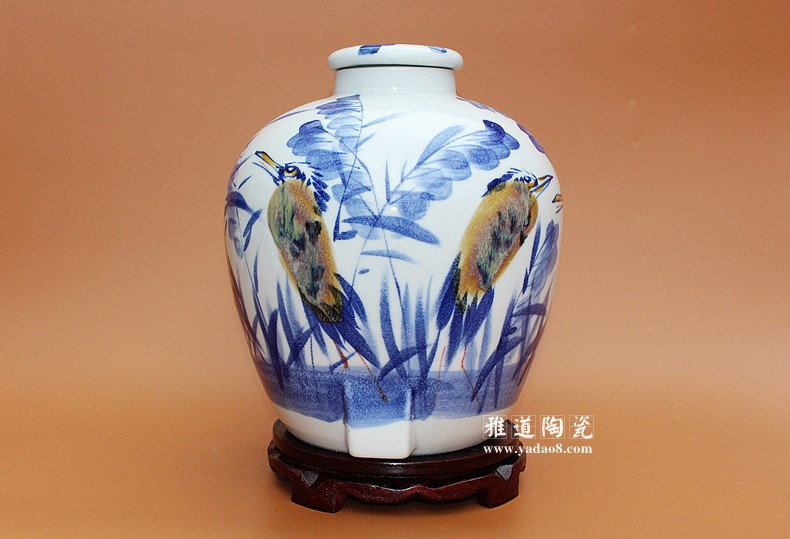 30斤景德鎮手繪陶瓷酒壇鷺西