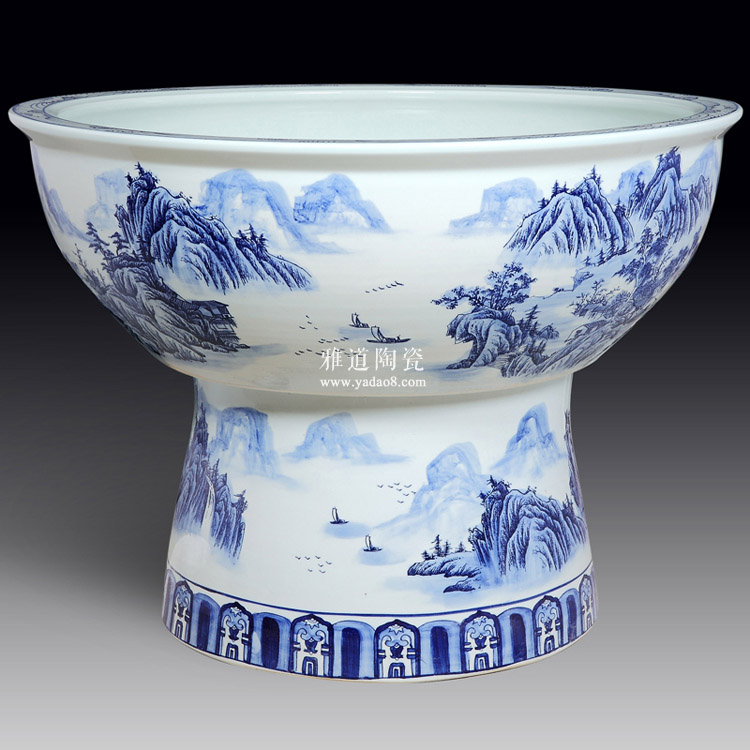 景德鎮青花陶瓷大淺缸