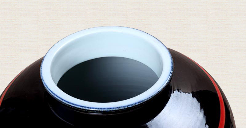 景德鎮黑色100斤雕刻線條酒壇酒缸-壇口