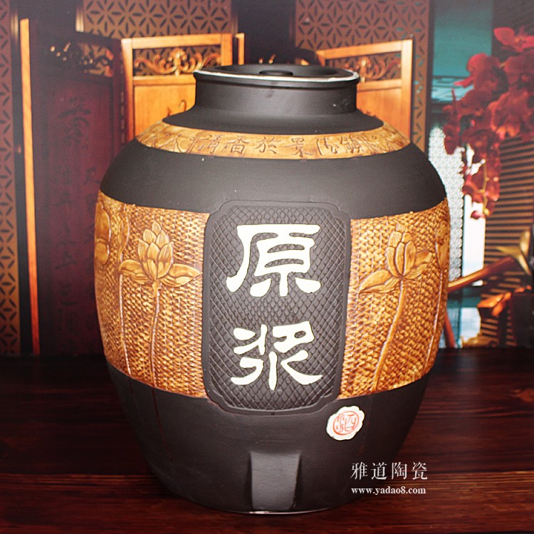 100斤景德鎮手工雕刻荷花工藝酒壇