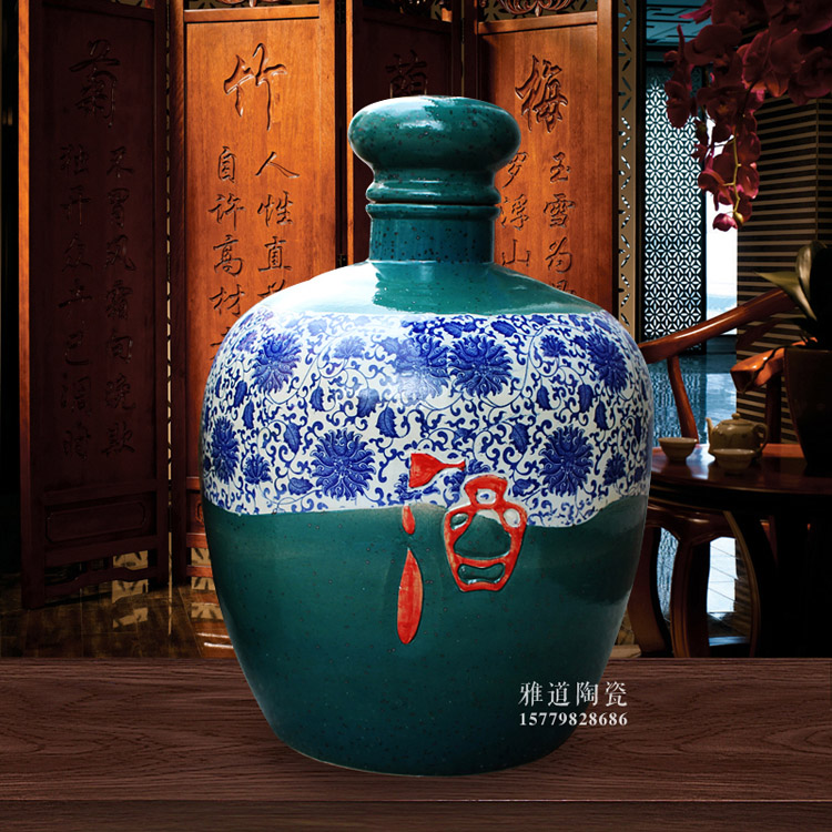 100斤青花顏色釉藏酒陶瓷酒壇