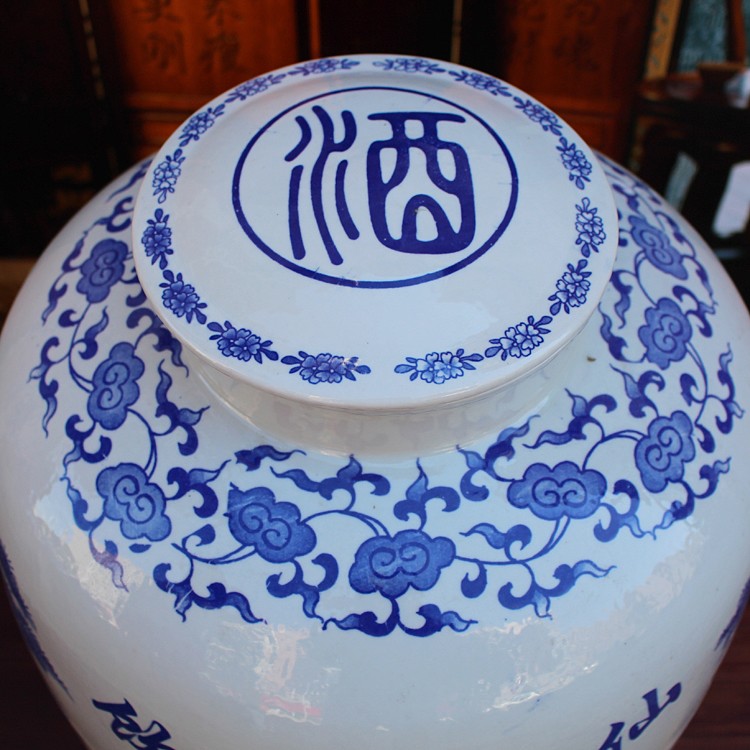 100斤景德鎮陶瓷青花酒壇-蓋子