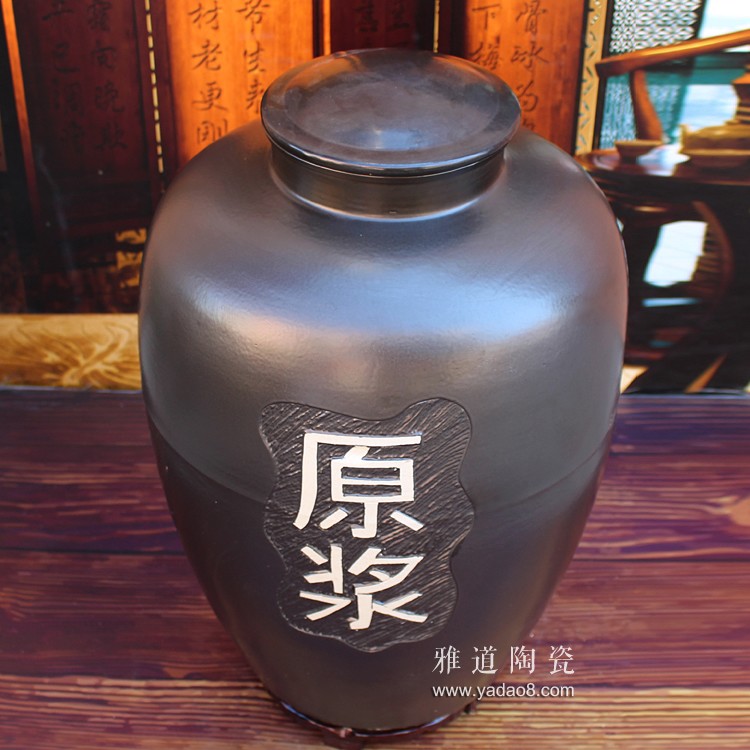 100斤雕刻原漿黑色陶瓷酒壇-蓋子