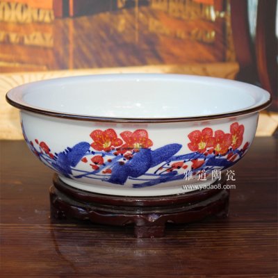 景德鎮手繪拌菜盆超市涼菜盆春暉圖