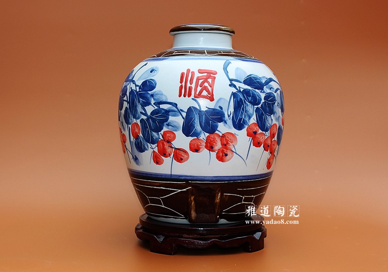 景德鎮手繪陶瓷酒壇-碩果