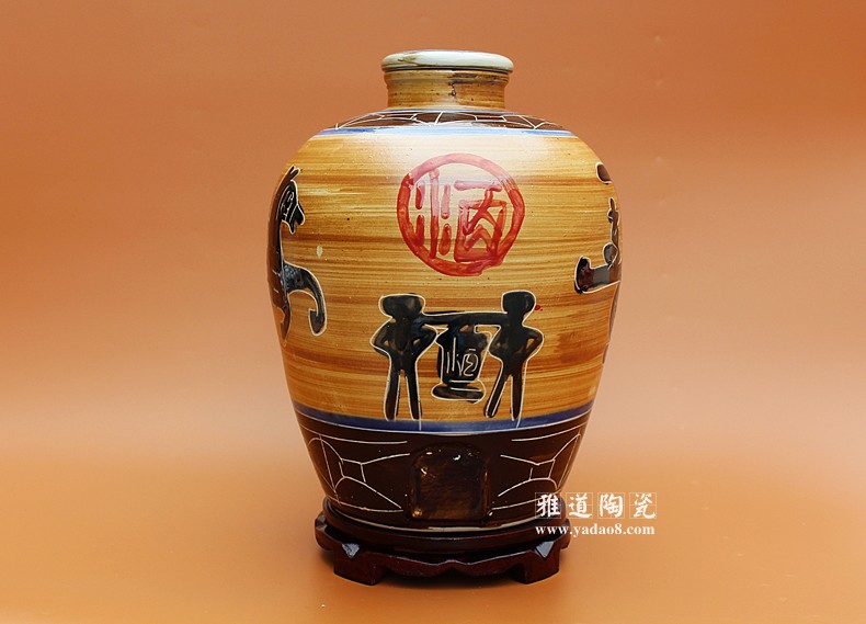 景德鎮手繪陶瓷酒壇-古馬車