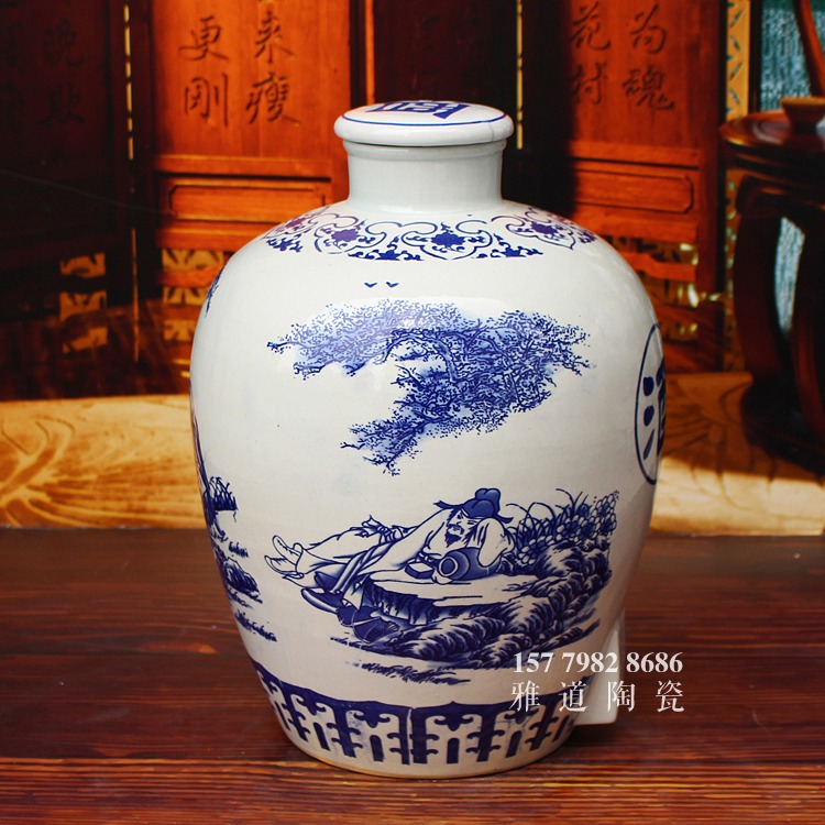 青花陶瓷酒壇系列-飲中八仙