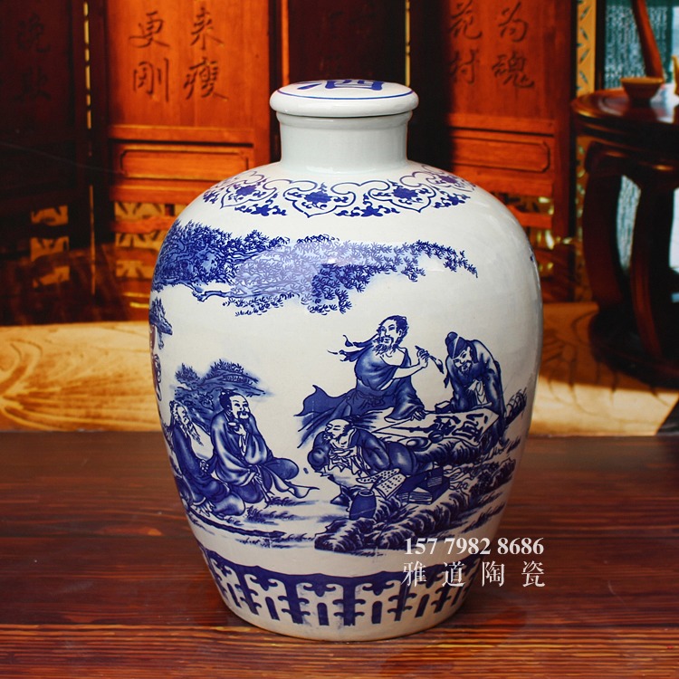 青花陶瓷酒壇系列-飲中八仙