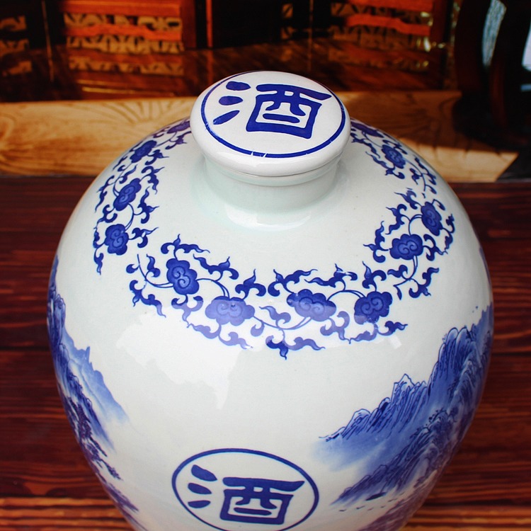 青花陶瓷酒壇系列-山水