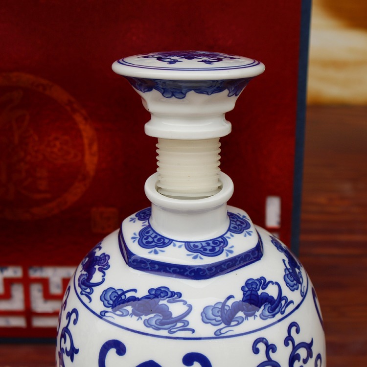 髙白三斤酒壇子青花瓷廠家批發密封圈
