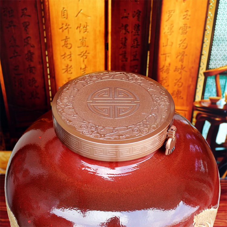 景德鎮高檔密封雕刻100斤酒壇子