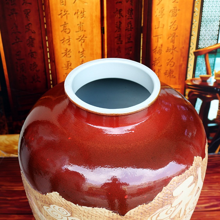 景德鎮高檔密封雕刻100斤酒壇子
