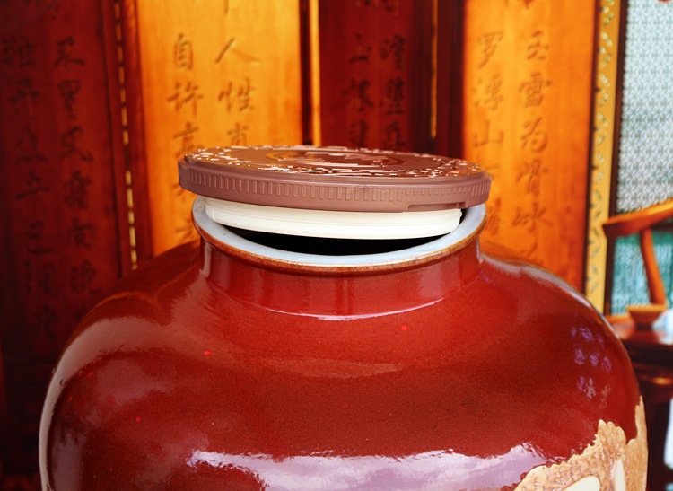 景德鎮高檔密封雕刻100斤酒壇子
