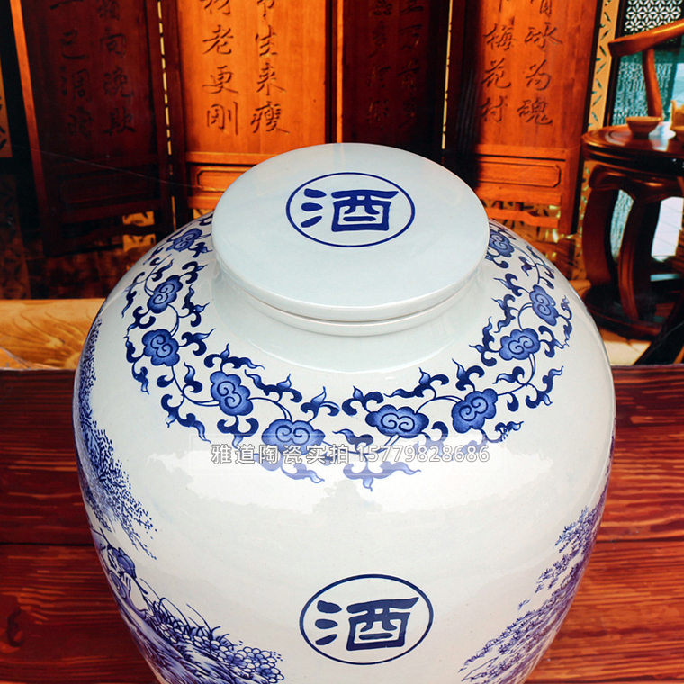 100斤青花密封大酒壇_蓋子