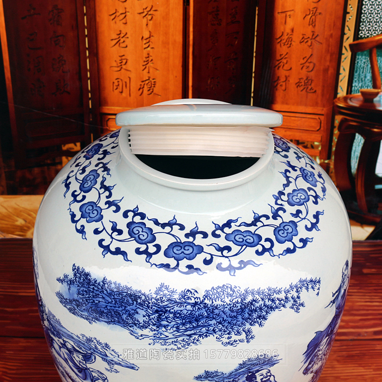 100斤青花密封大酒壇_密封圈