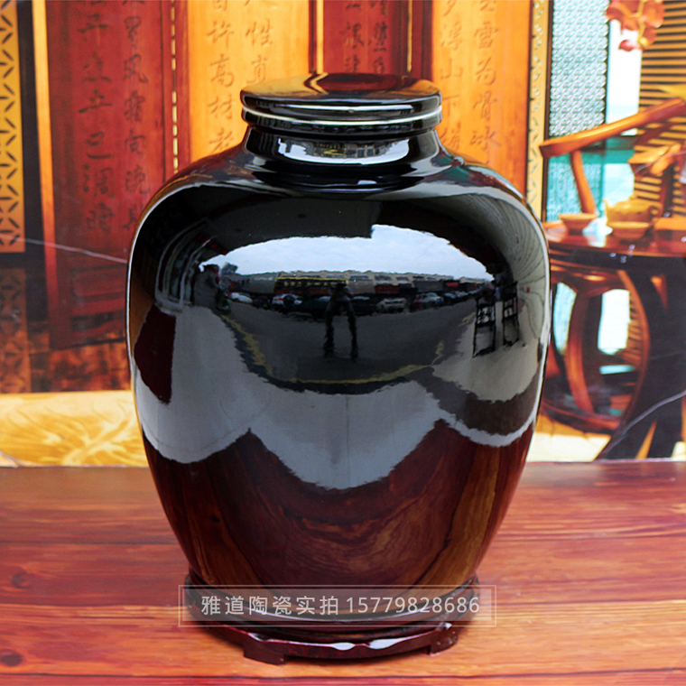 100斤烏金貼酒字陶瓷酒壇_背面