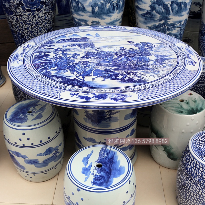 青花八仙過海陶瓷桌凳