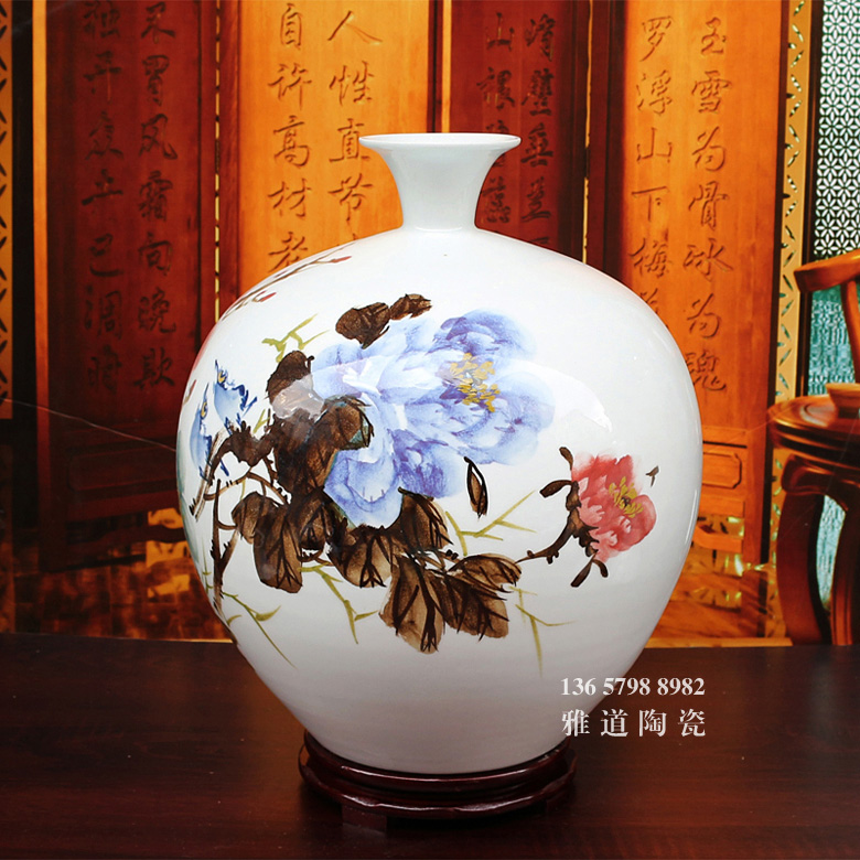 景德鎮陶瓷藝術客廳花瓶擺件（富貴平安）