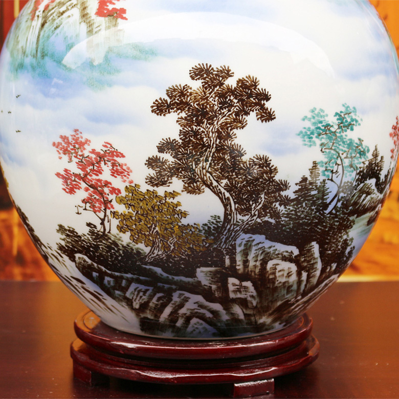 景德鎮名家手繪山水藝術陶瓷花瓶擺件