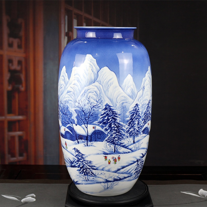 景德鎮名家手繪雪景藝術品花瓶(圖3)