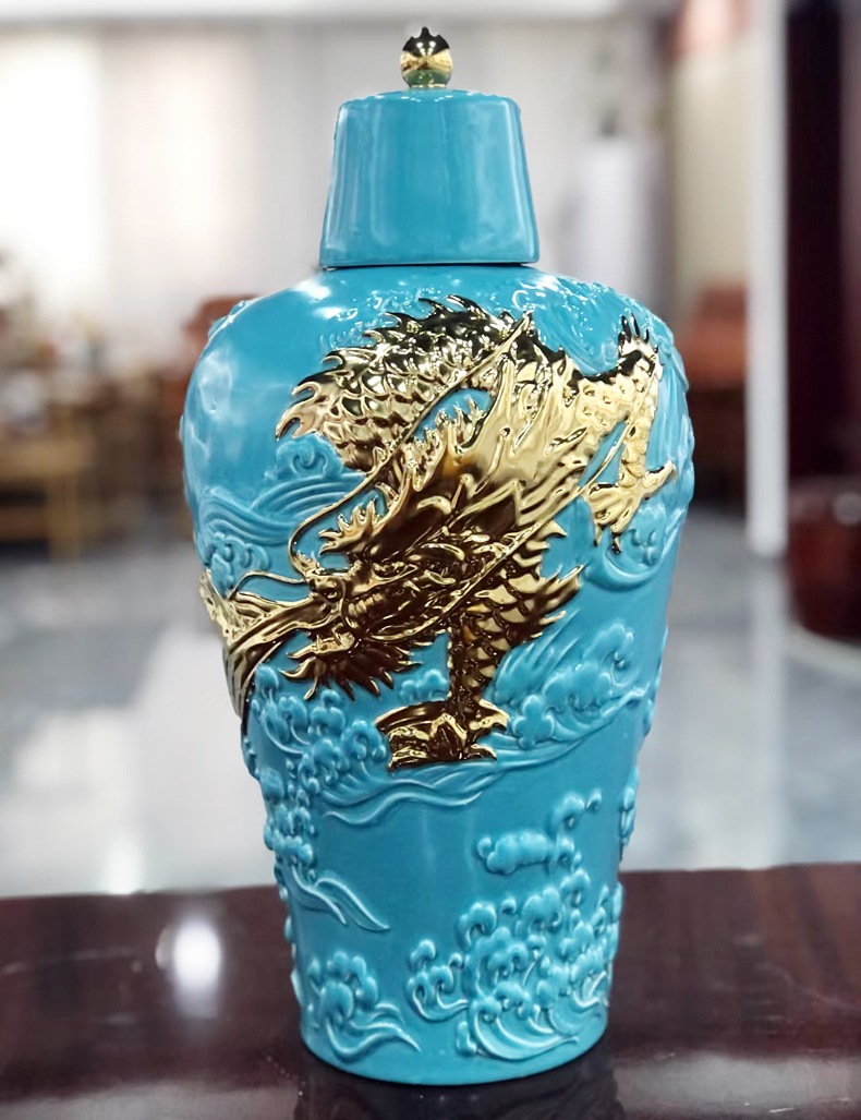 景德鎮陶瓷5斤10斤龍紋酒壇禮盒(圖5)
