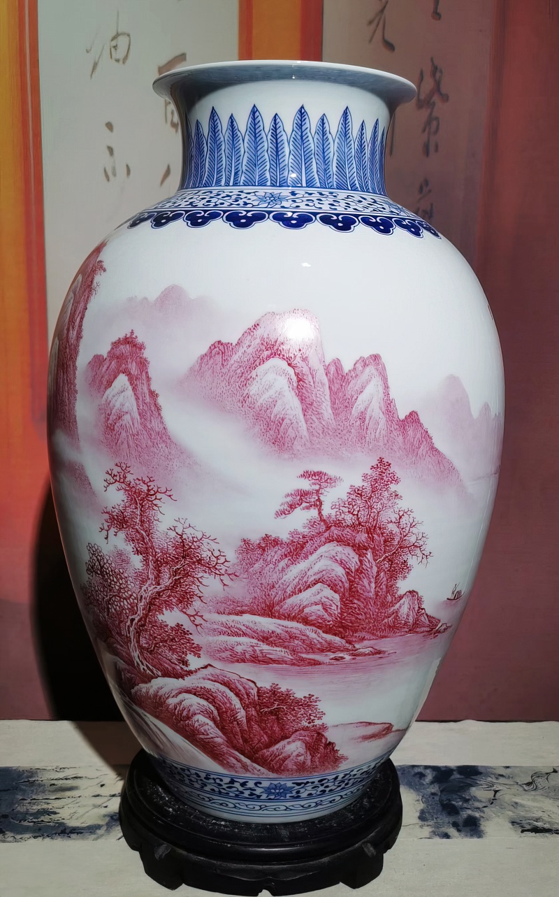 謝德標瑪瑙紅山水陶瓷花瓶(圖3)