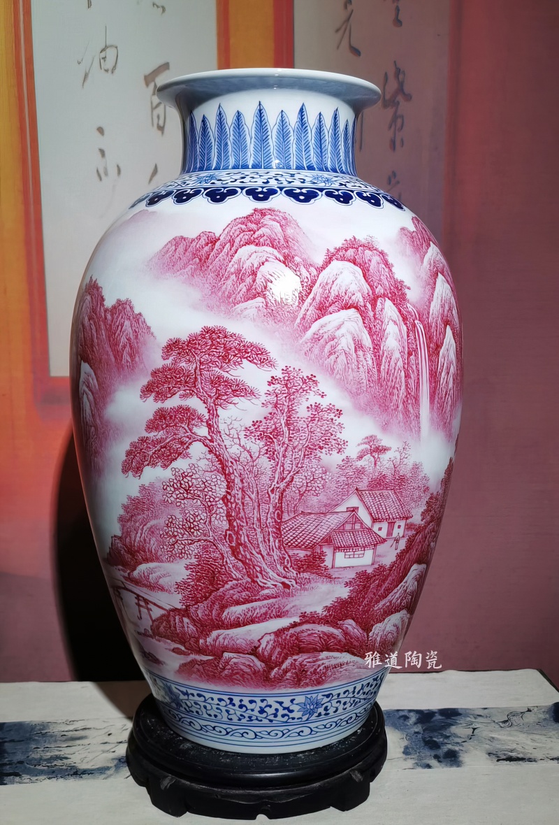 謝德標瑪瑙紅山水陶瓷花瓶(圖6)
