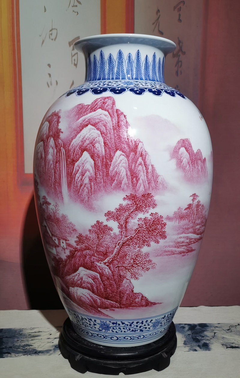 謝德標瑪瑙紅山水陶瓷花瓶(圖7)