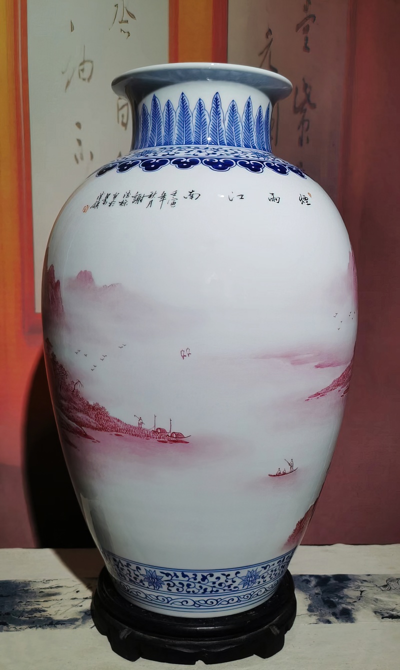 謝德標瑪瑙紅山水陶瓷花瓶(圖8)