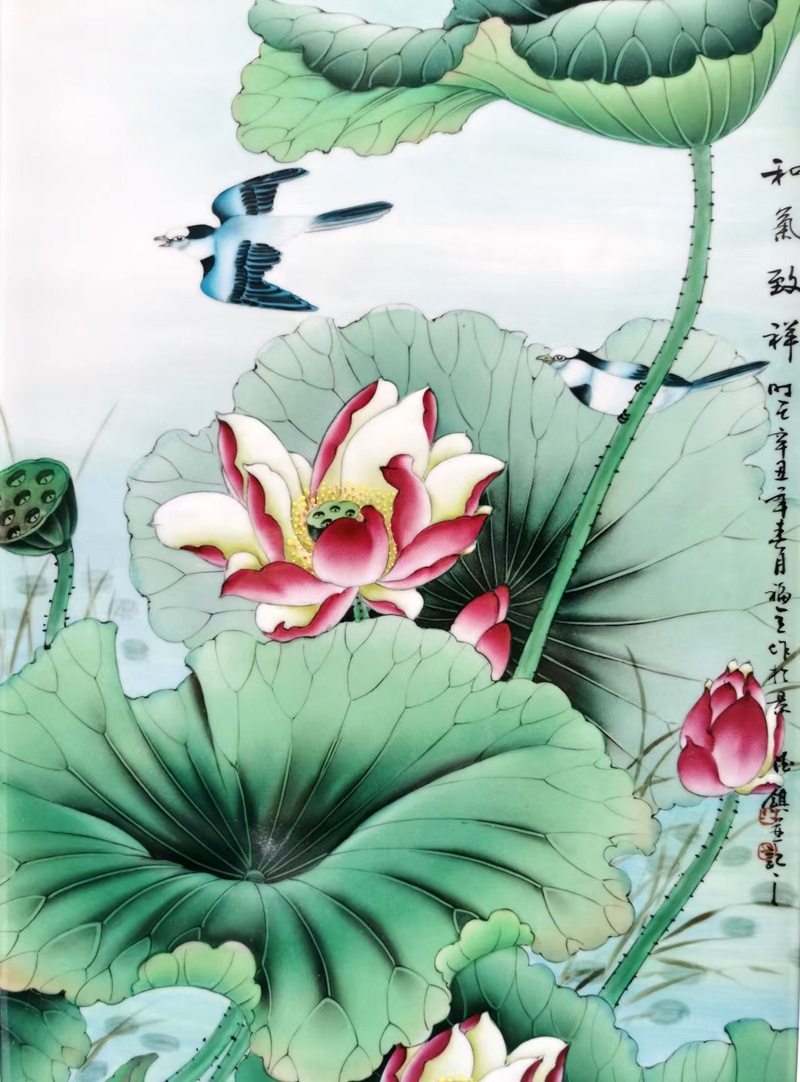 手繪室內裝飾瓷板掛畫（和氣致祥）