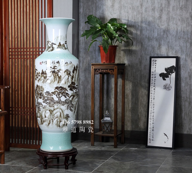 大花瓶落地客廳手繪江山多嬌