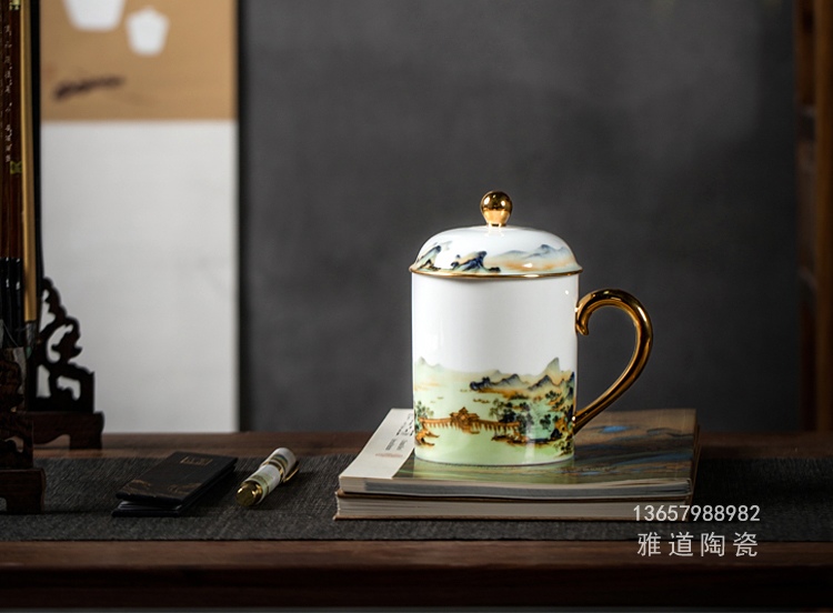 國潮高端辦公會議禮品茶杯（千里江山）