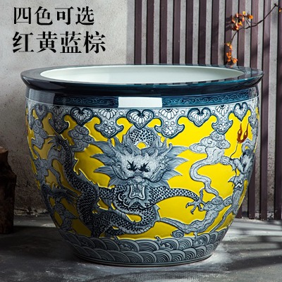景德鎮雕龍陶瓷大缸酒店戶外庭院擺件