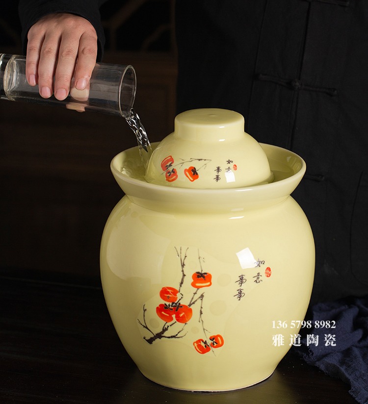 景德鎮事事如意高檔陶瓷泡菜壇子