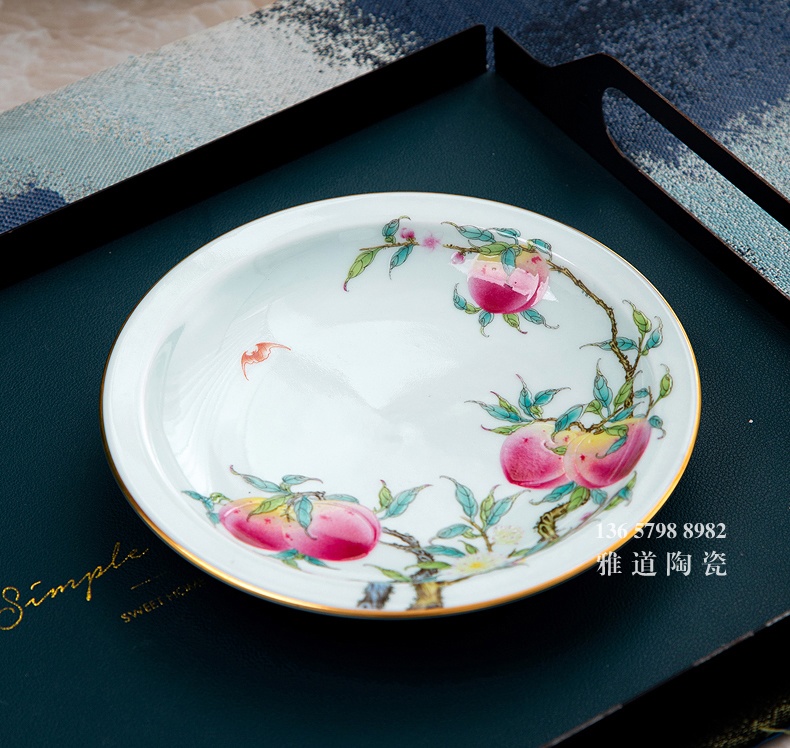 34頭仿乾隆粉彩壽桃陶瓷餐具套裝