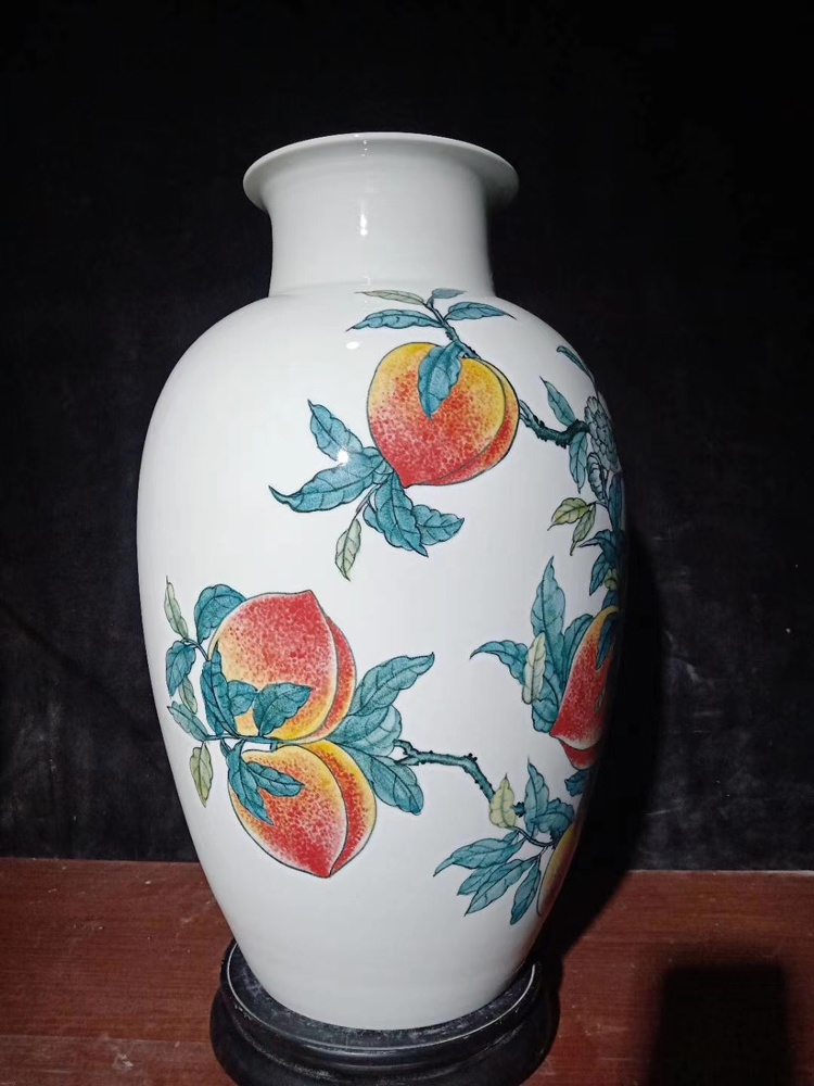景德鎮名家手繪裝飾花瓶擺件（長壽圖）