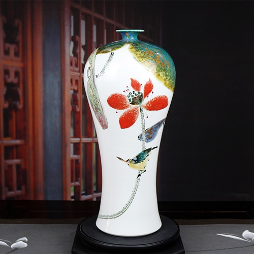 手繪窯變新中式花瓶擺件（荷趣）